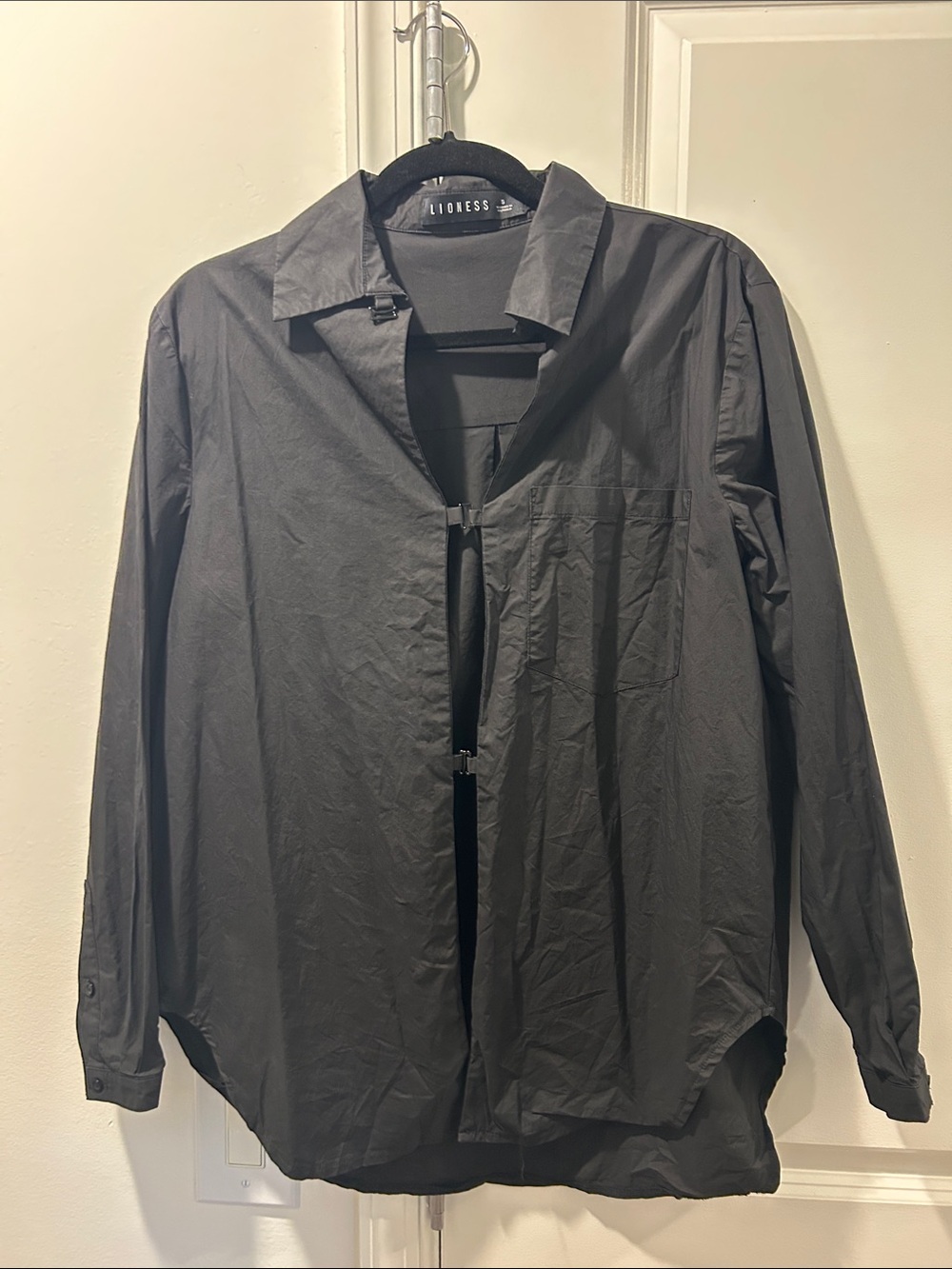Lioness Black Lightweight Hook-Front Shirt Jacket
